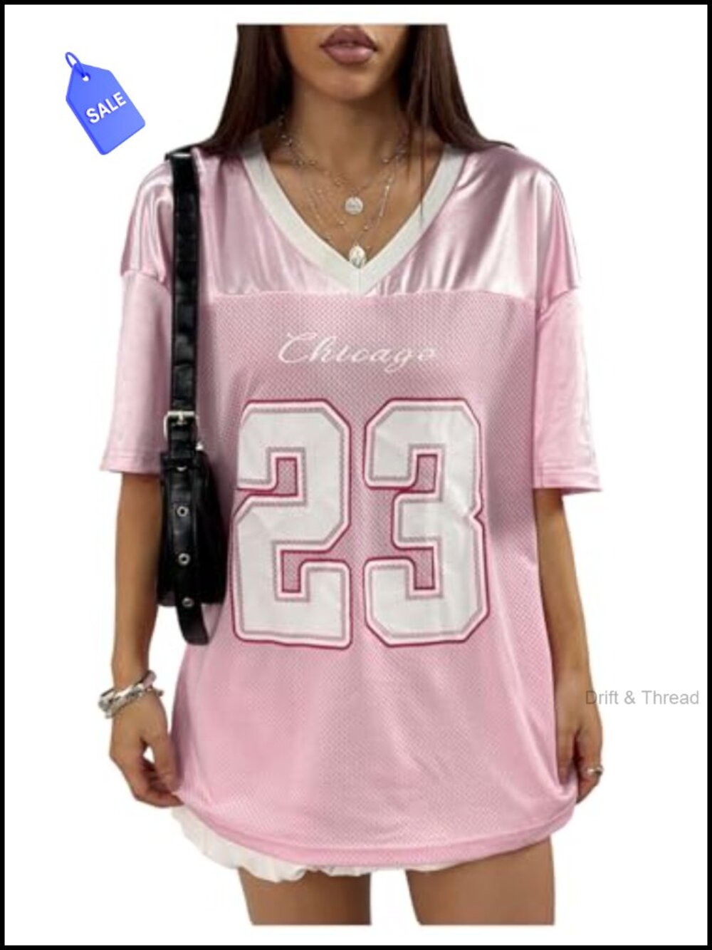 Oversized V Neck Graphic Print Soccer Jersey Tee Short Sleeve Sporty Top